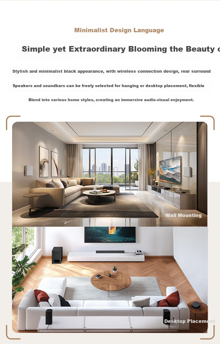 SONY HT-S60, 1000W High Power, 5.1 Physical Channel, Surround Sound, Wireless Rear Surround, Soundbar, Home Theater, Bluetooth 8