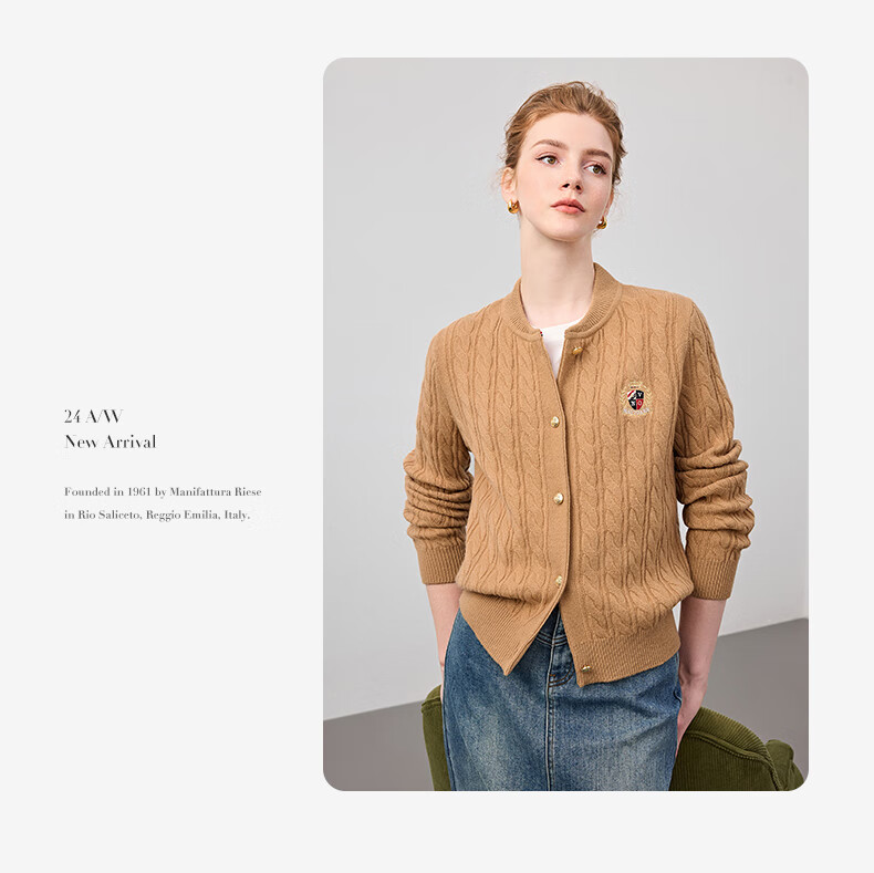 Navigare Italian Small Sailboat Autumn And Winter Women's All-Wool Jacket, Cable Knit Sweater Cardigan 2334094508 M 51