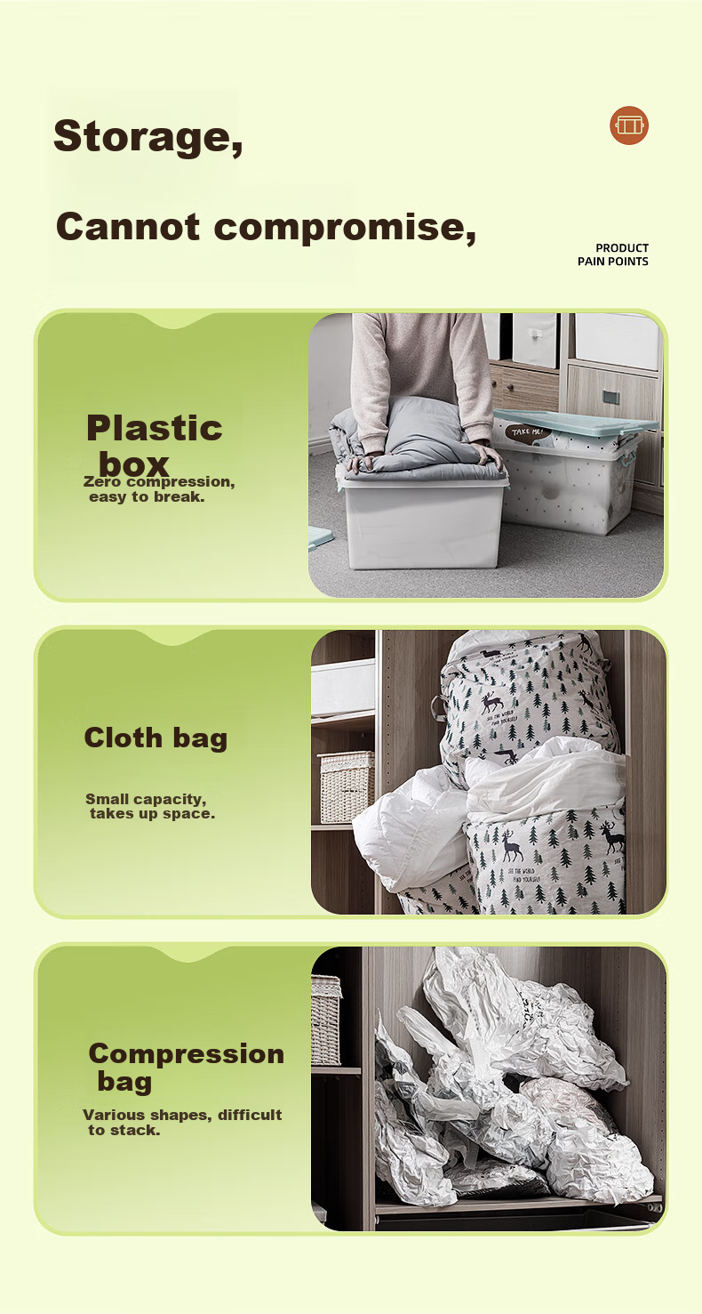 Taili Vacuum Storage Bags, Fabric Storage Boxes for Clothes And Quilts, Foldable Organizer Bags, 50L Medium Size 5