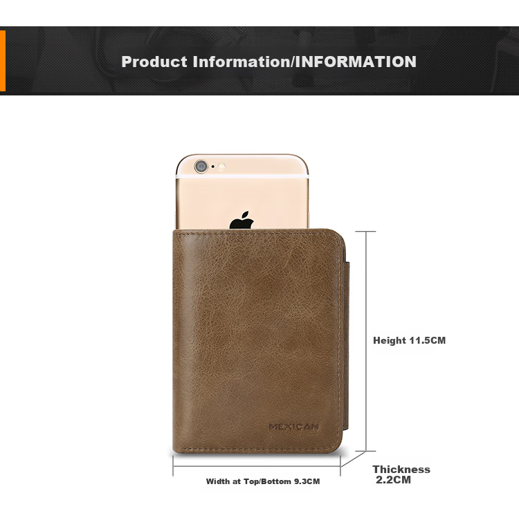 MEXICAN Men's Wallet, Top-Grain Leather, Soft Vertical Style, Multifunctional Short Card Holder, Practical Billfold 7