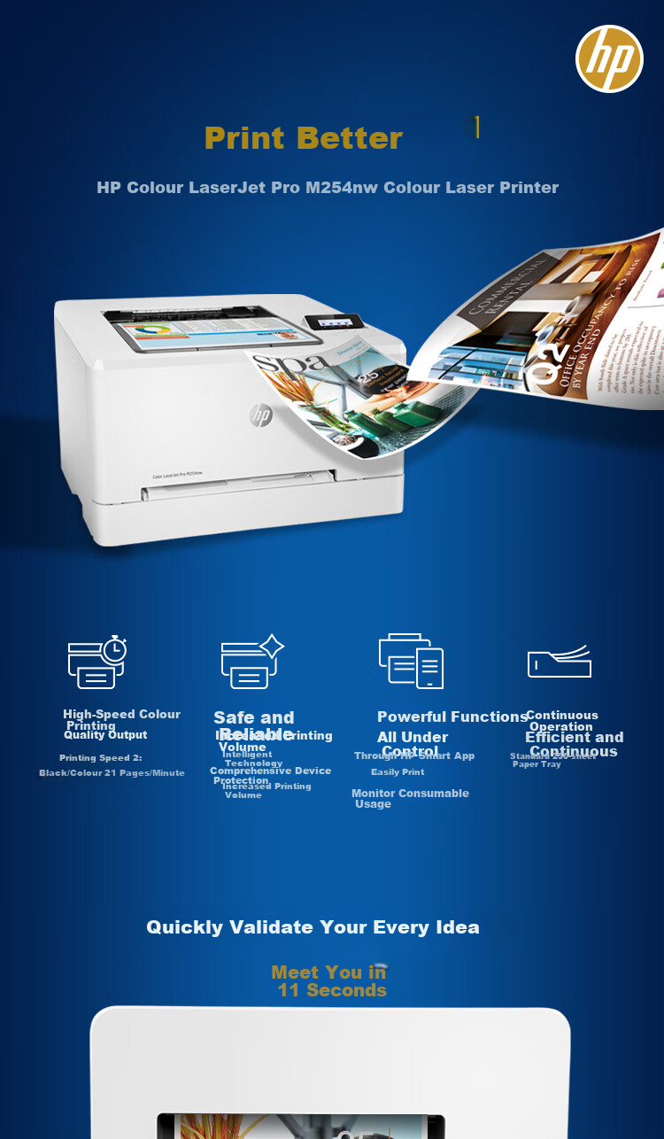 HP Commercial M254nw Color Laser Printer, Wired And Wireless, Remote Printing, Office Work Printing, One-Year On-Site Warranty Upgrade 2
