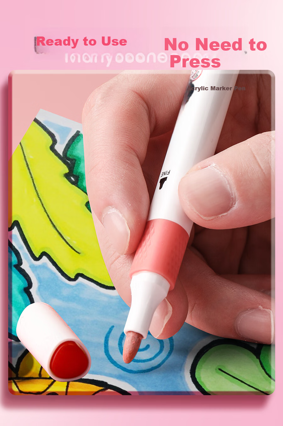Marie's 12-Color Acrylic Markers, Waterproof, Non-Translucent, Stackable, Guka Watercolor Pens, Washable, Elementary School Children's Doodle Colored Pens, Art Sketching Watercolor Pens 6