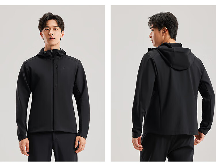 Toread Men's Softshell Jacket Autumn Winter Outdoor Windproof Warm Hooded Hiking Fleece-Lined Sports Cardigan 4