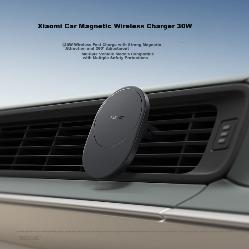 MI [New SU7 Compatible] Car Charger, Super Fast Charging 30W Magnetic Wireless Charging, Car Mount Phone Holder, Suitable for MI 17 IPhone 17