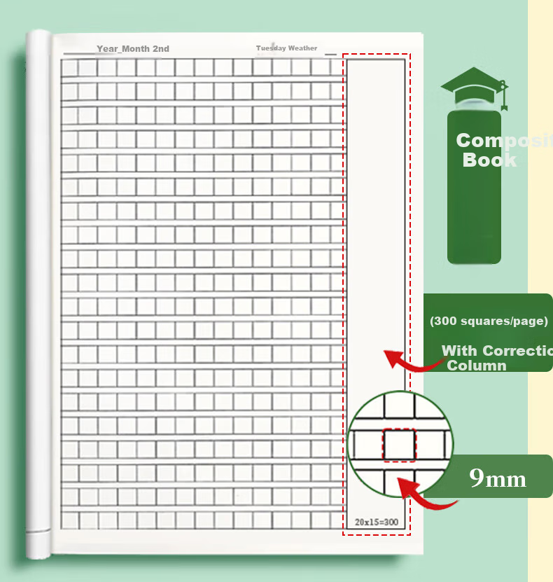 Jinzhi English Notebook, 16k/36 Pages, Sewn Binding, Four Lines Three Grids, English Exercise Book, Middle School Student Practice Book, Notebook, Dictation Book, Copying Book, Error Correction Book, Back-To Essential 2
