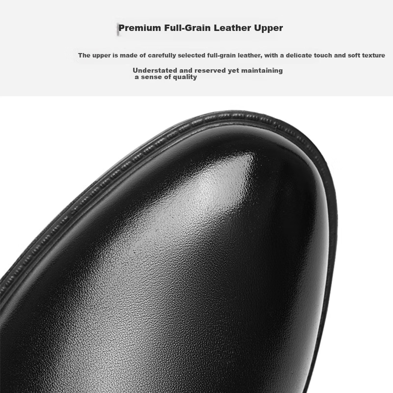 HLA Men's Leather Shoes, Wedding Shoes, Top-Grain Leather Shoes, Men's Formal Business Casual Shoes, T192 Black Size 43