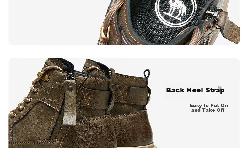 CAMEL Brand Martin Boots, Outdoor Casual Work Boots, British Style Motorcycle Boots for Men, P14W342602, Khaki, Size 41 23