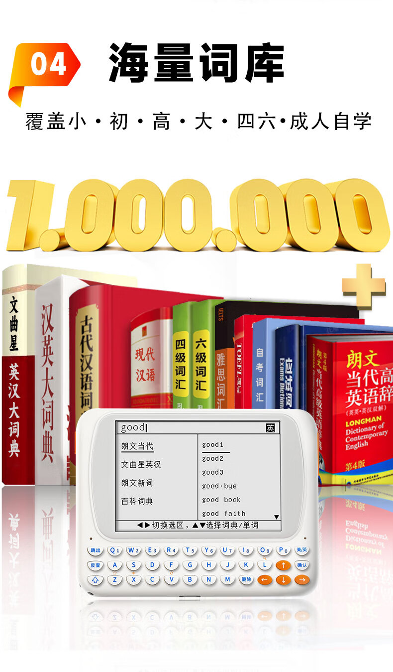 Wenquxing Electronic Dictionary CC515, E-Ink Screen Rechargeable English-Chinese Dictionary, Vocabulary Learning for Primary And Secondary School Students, College And High School Students, No Games, No Internet Connection Required, Lanwangwa 6