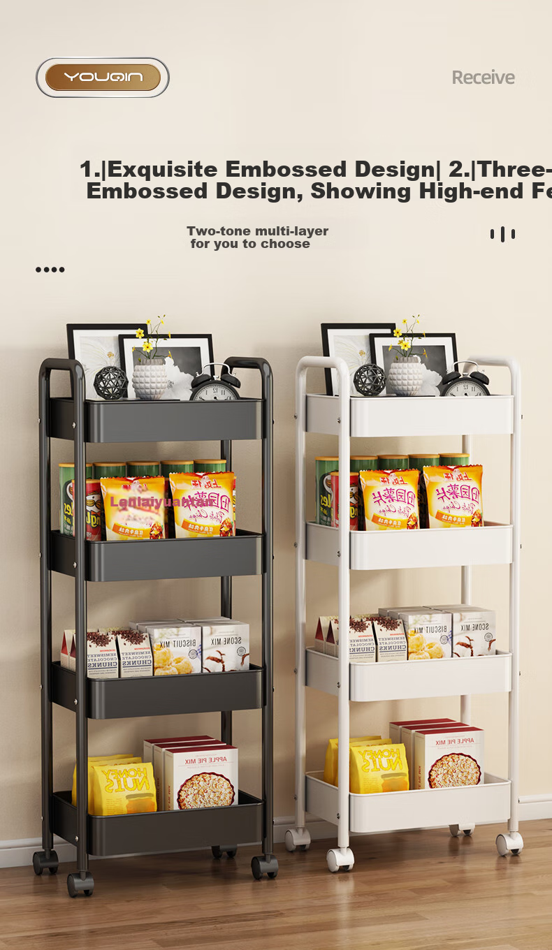 Jiadu Kitchen Storage Rack, Multifunctional Floor-Standing Vegetable Trolley, Household Fruit And Vegetable Basket, Multi-Layer Storage Shelf 7