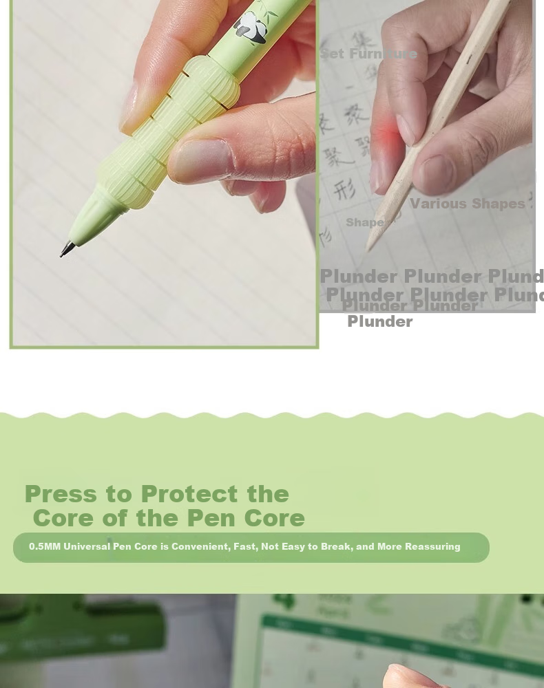 LOPET Panda Flower Automatic Pencil, Elementary School Student Hand Protector, High-Tech Ultra-Soft Grip, Writing Without Fatigue, 0.5mm Buffer, Anti-Breaking Lead, Drawing Pencil LT-7026 3