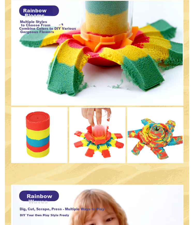 IDoon Lengbao Sand, Handmade DIY Indoor Colored Sand, Children's Toy, 800g Rainbow Candy Set, Birthday Gift 5