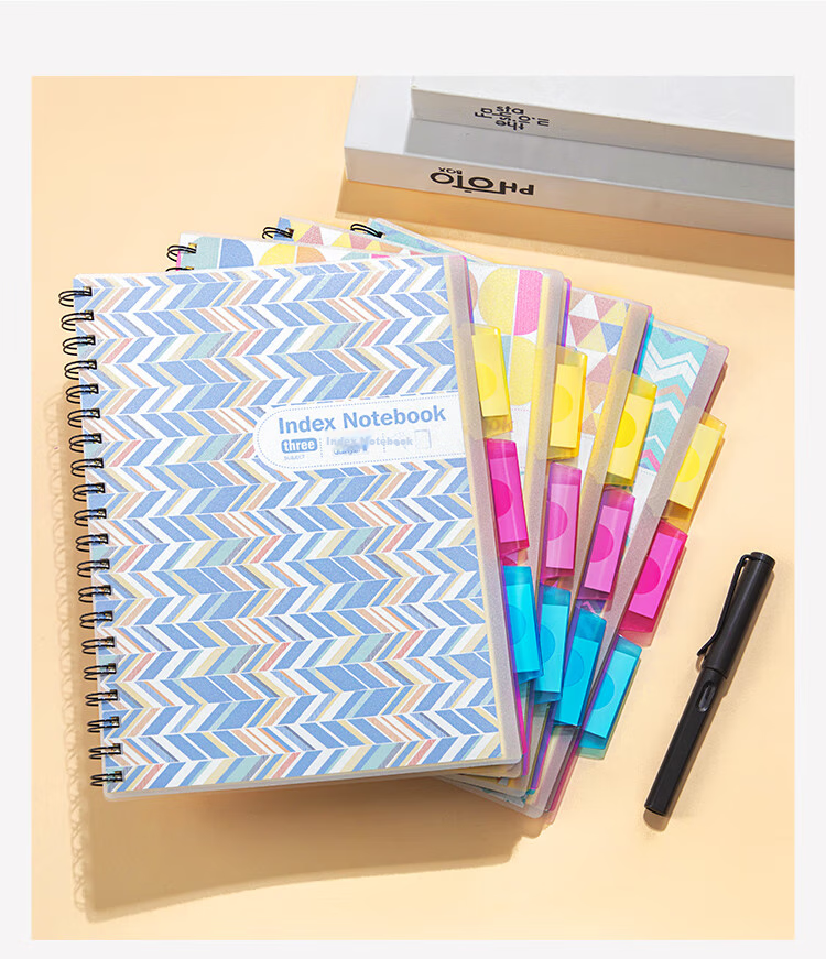 GuangBo Spiral Notebook, Four Colors Mixed English Vocabulary Book, A7 Size, Portable, Divided into Sections for Quick Note-Taking, Student Journal, FB64105-DS4 12