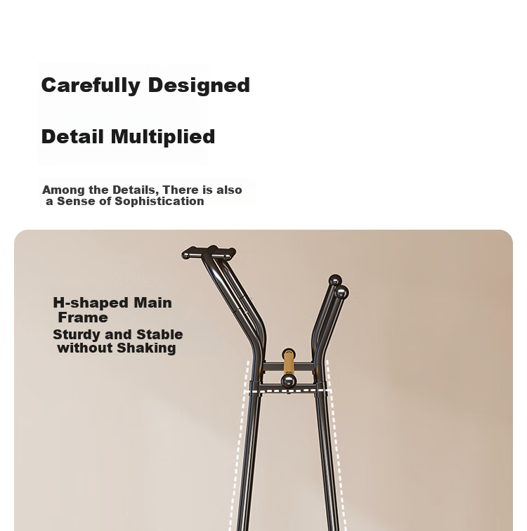 Yicainianhua Floor-Standing Coat Rack, Bedroom Clothes Hanger, Storage Rack, Large Garment Stand, Double-Pole Simple Coat Rack, 2236GDB 22