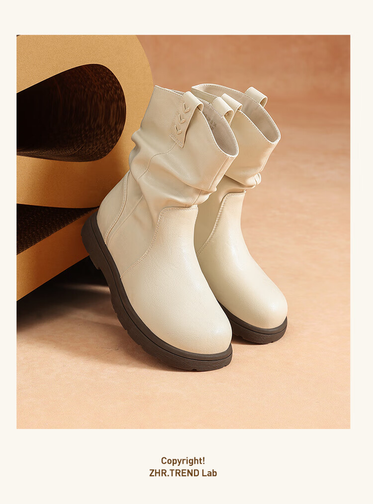 ZHR Women's Thick-Soled Ankle Boots 2025 New Winter Flat Plush Thickened Northeast Martin Boots Fashionable Short Boots 6