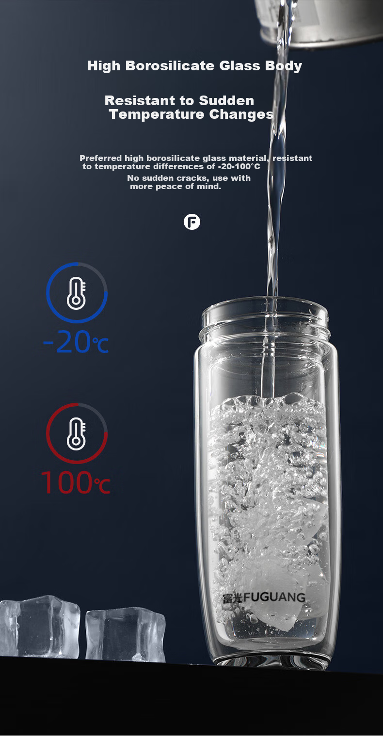 Fuguang Double-Layer Glass Cup with Tea Strainer, High Borosilicate Glass Water Bottle, Tea-Water Separation Car Tea Infuser Mug for Men 400ml 9