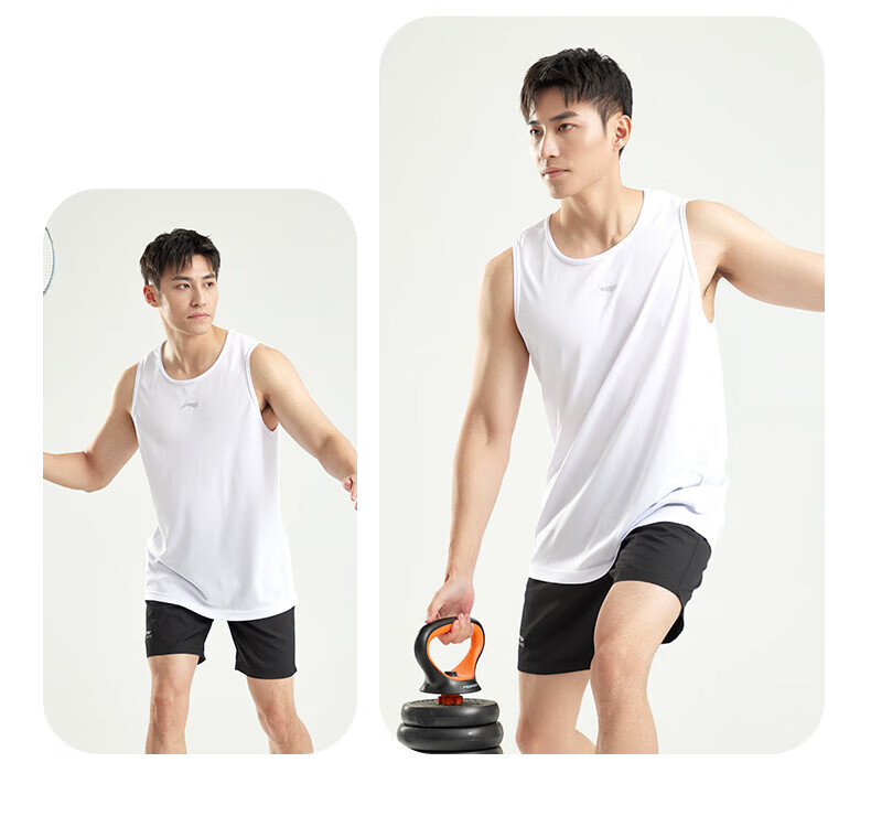 Li-Ning Men's Sleeveless Sports Set, Basketball Jersey, Summer Ice Silk Quick-Dry Thin Shorts, Casual Top 10
