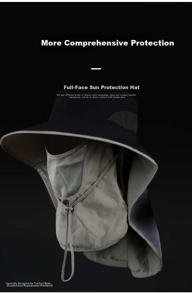 Zhanshuniao (Full Face Coverage) Fishing Sun Protection Hat for Men, Summer Outdoor Sun Hat, Wide Brim Fishing Hat, UV Protection Face Mask for Wome 13