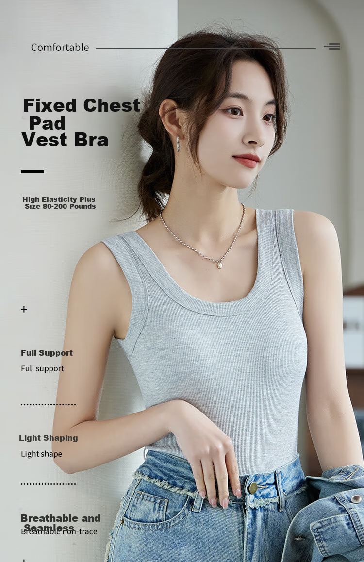 LangSha Women's Camisole Tank Top with Built-In Bra Pads, Modal Undershirt, Spring New Style, No Need to Wear Underwear, Beautiful Back Design, Outer Wear Base Layer 1