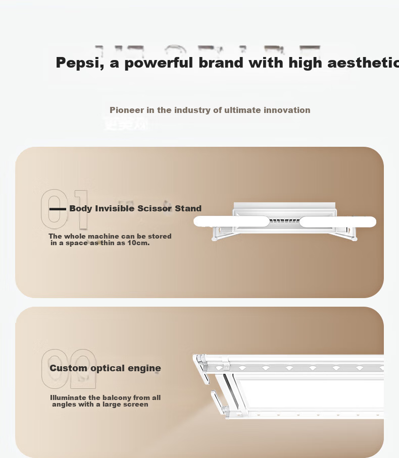 Panpan Electric Clothes Drying Rack, Smart Balcony Clothes Drying Machine, Large Hidden Lift-Up White D8 Screen Illuminated Versio 4