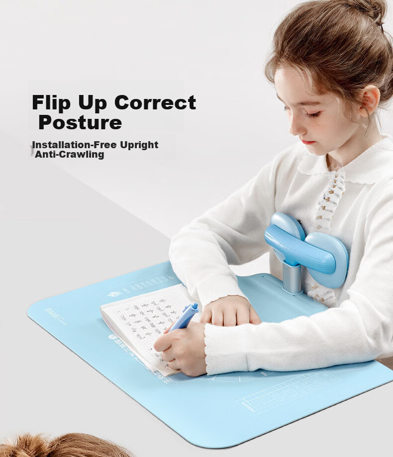 Jianqiaoshu [Lowest Price Online] Posture Corrector for Children's Desktop Version, Elementary School Student Anti-Low Head Writing Posture Corrector, Anti-Hunchback Back-To Gift, Sea Salt Blue 9