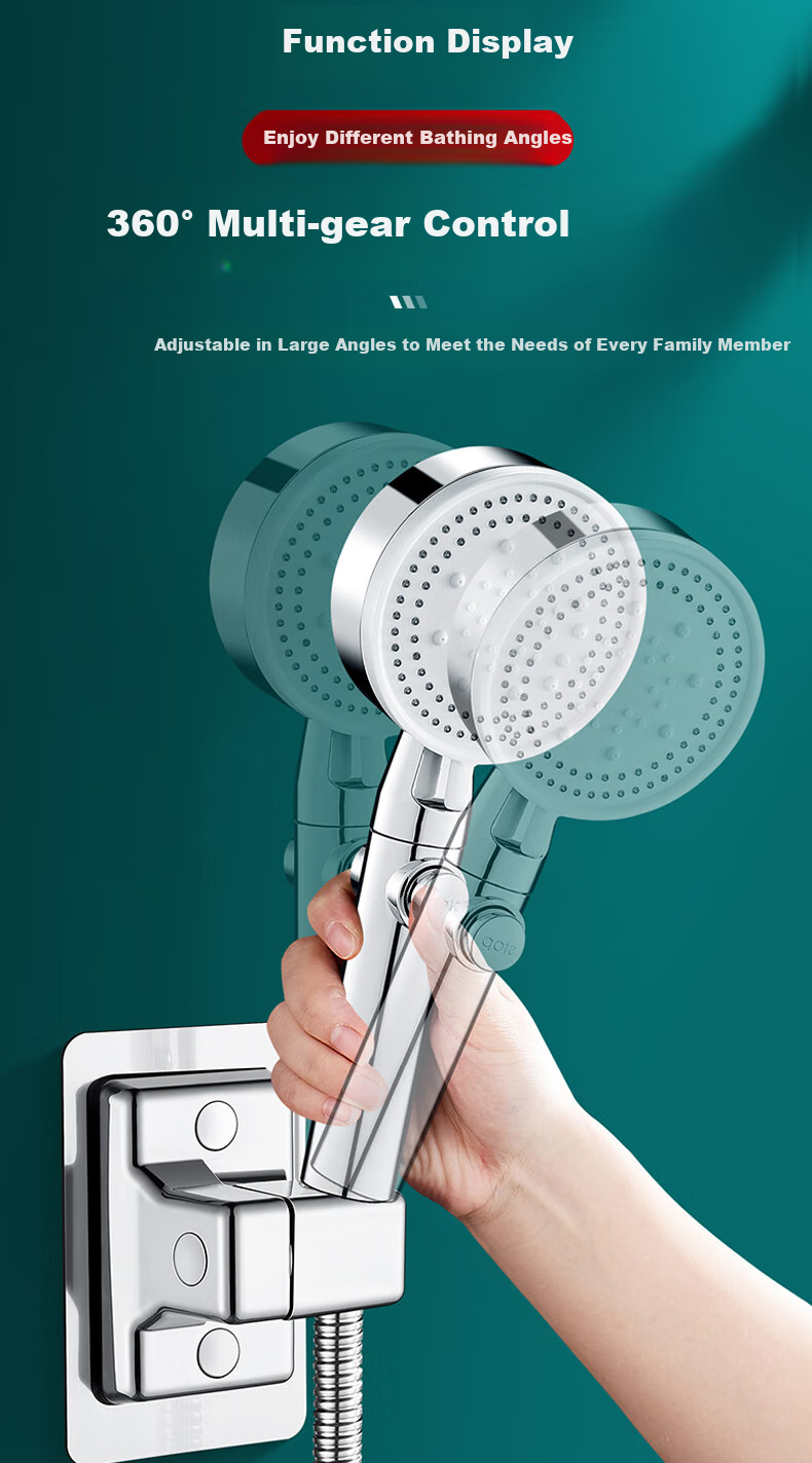 Jiashigao Rotatable Adjustable Adhesive Wall-Mounted ABS Shower Head Holder, No Drilling Required 5