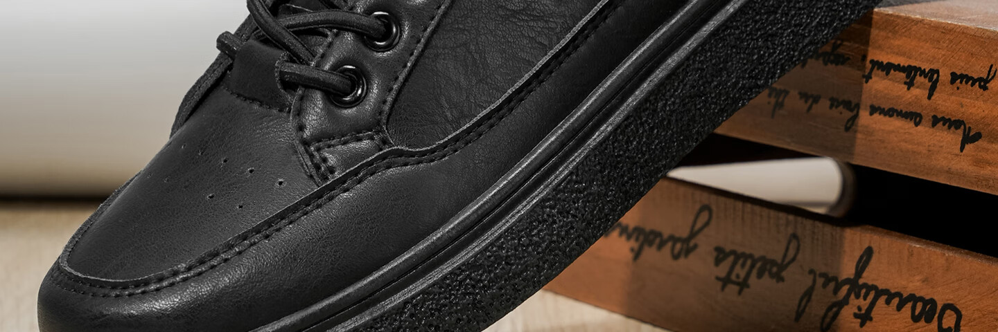 Huili Official Men's Shoes, Autumn And Winter New Casual Sports Leather Shoes, Slip-On Sneakers for Men, 2704 Black, Size 42 7