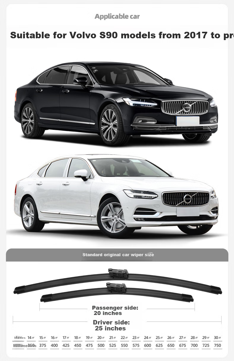Paisu 2017-2026 Volvo S90 Windshield Wiper, Boneless Wiper Blade Rubber Strip, Original Factory Car Part for 2021 2022 2024 Models 1