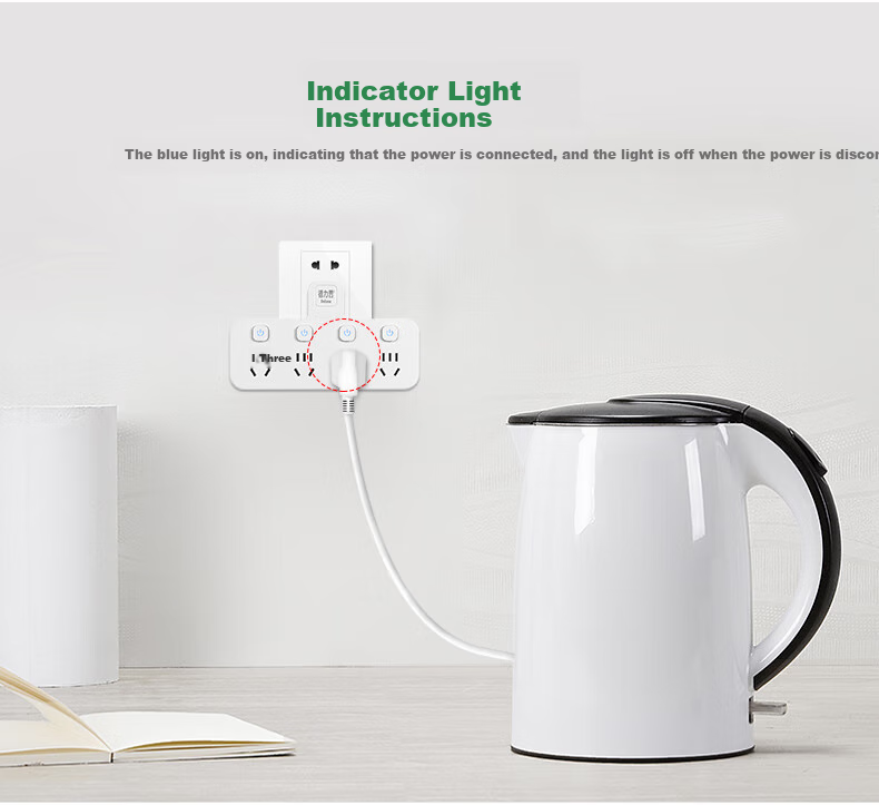 Delipow J304 One-To Converter, Independent Control Switches, National Standard Flame-Retardant, Multifunctional Socket Extension for Dormitory, Office, Home, Student, Party, Business Use 4