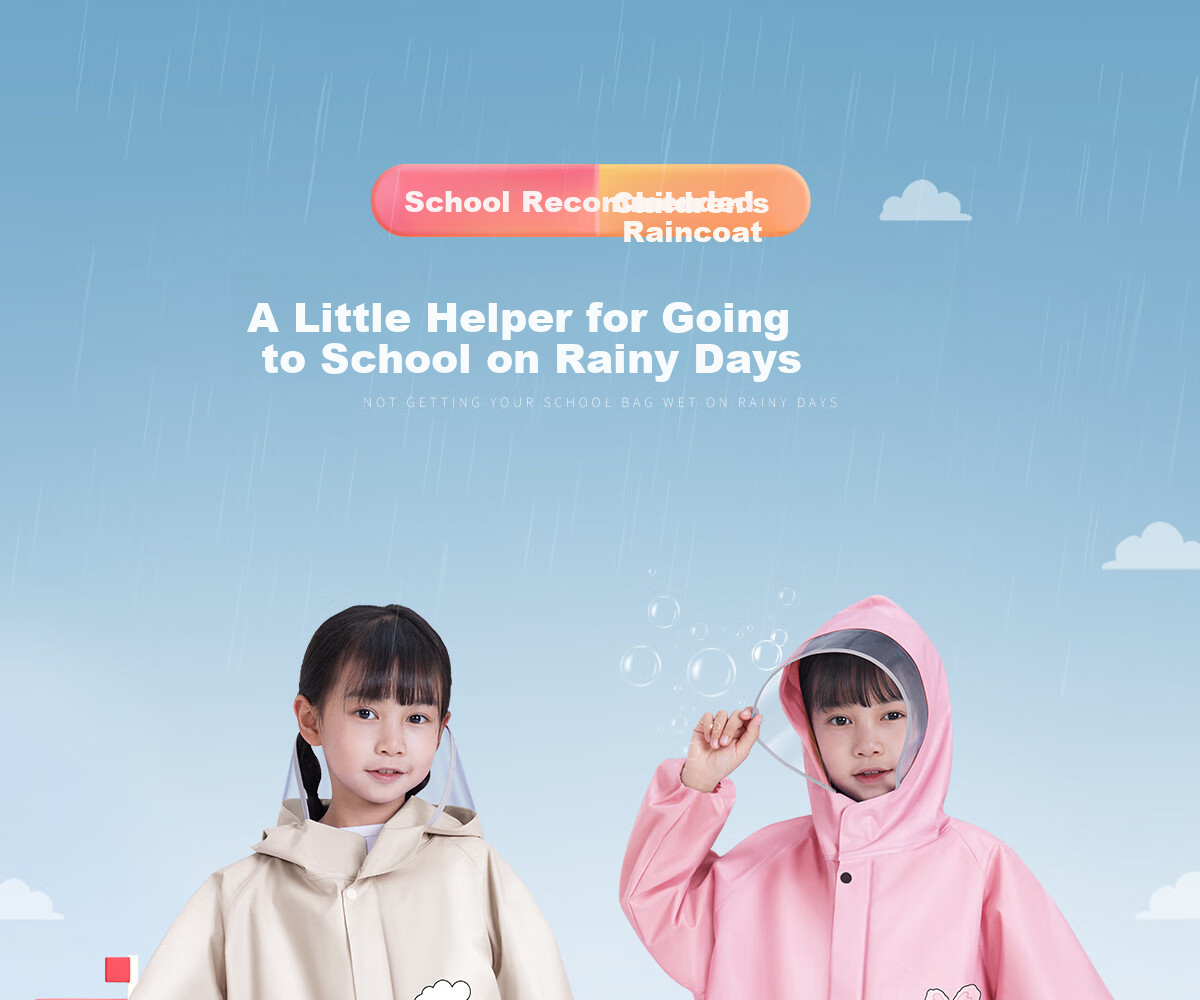 Jingxun Children's Raincoat with Large Backpack Space, Boys' Baby Raincoat, Kindergarten Rain Gear, Elementary School Student Rain Poncho, Blue 2XL 1