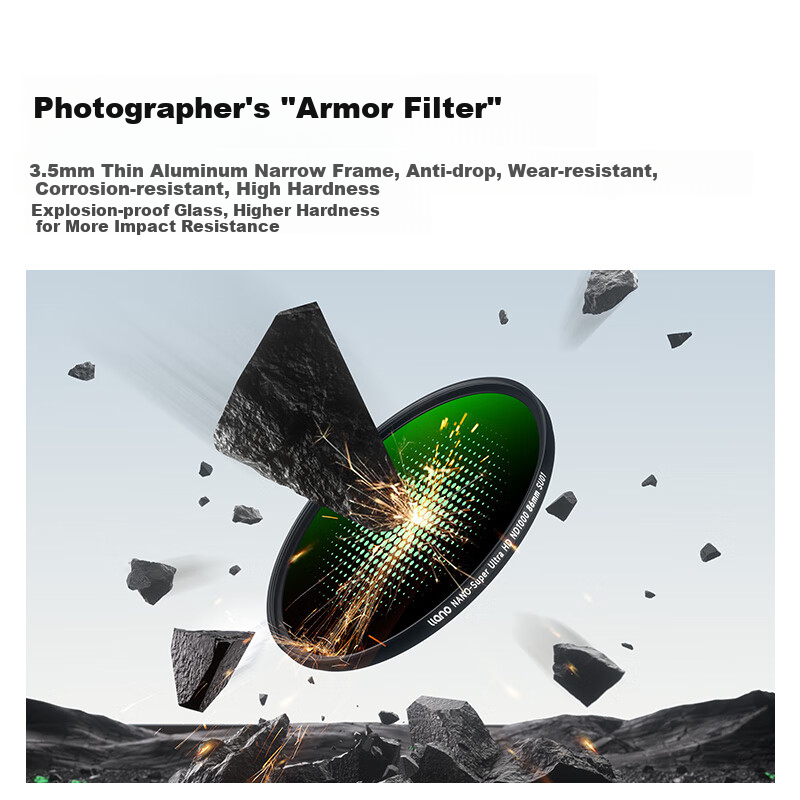 Llano ND Filter, Neutral Density Filter ND1000 (10 Stops), 62mm Filter, Medium Gray Density Filter for DSLR Cameras, Long Exposure Filter, Suitable for Canon, Nikon, Sony