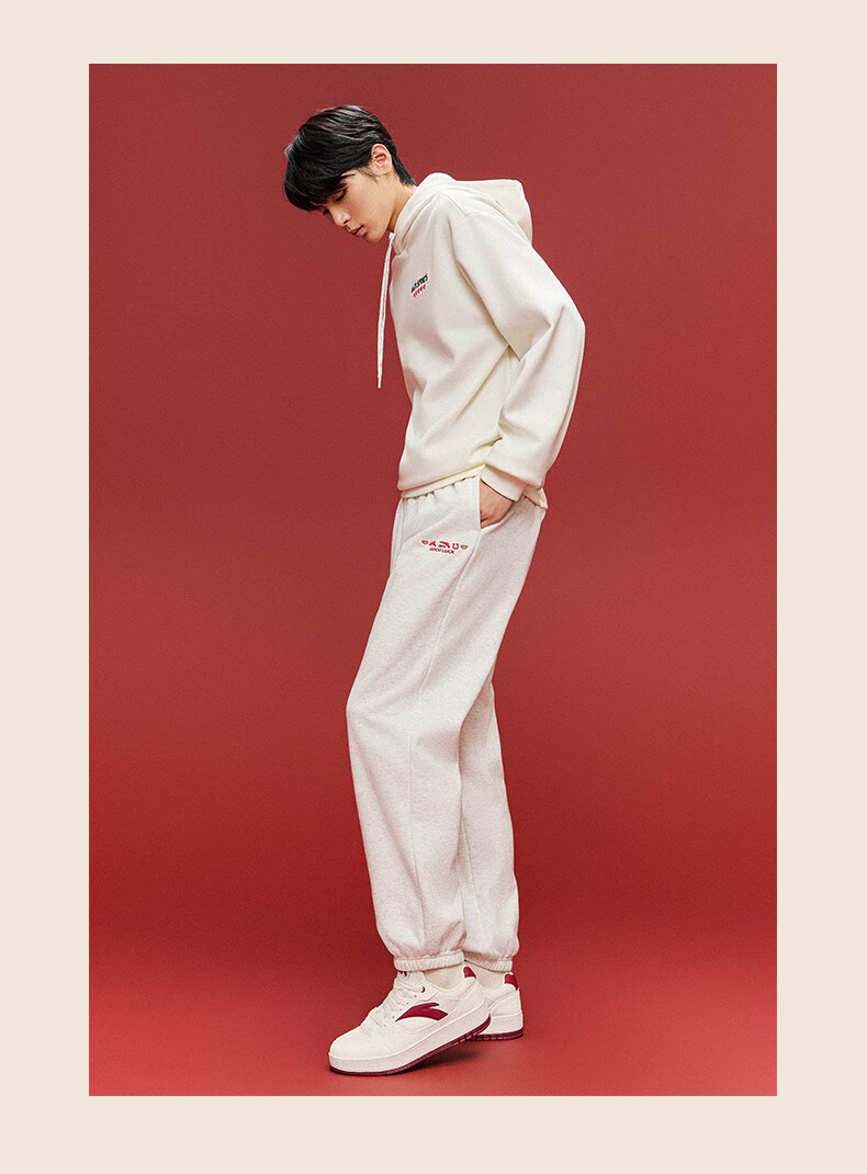 ANTA Good Things Happen New Year Fleece-Lined Casual Sweatpants Unisex Loose Fit Knit Jogger Pants 3
