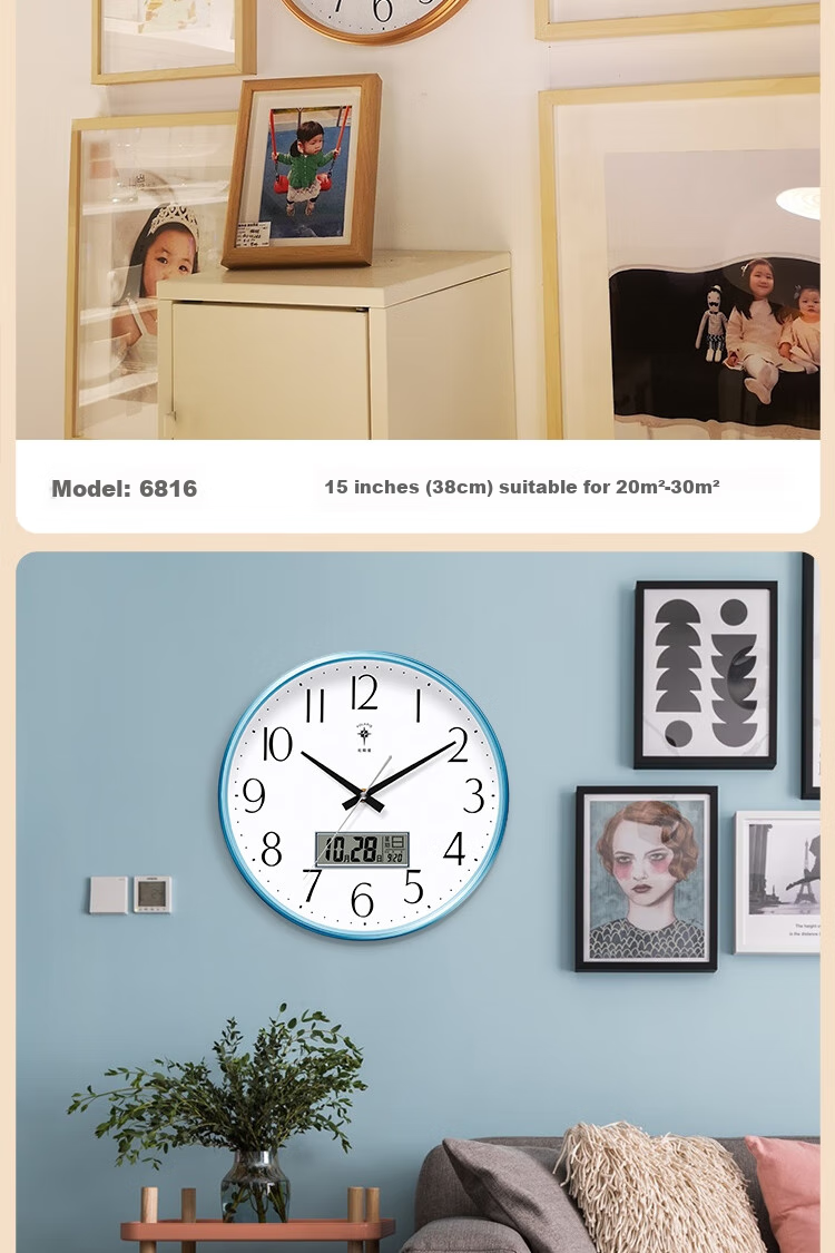 POLARIS Wall Clock, Round Living Room Clock, Perpetual Calendar, Modern Quartz Clock, Fashionable Calendar Clock, Creative Wall Clock, 6810 Black 11