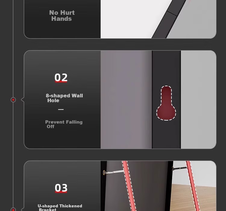 Huayinxuan Full-Length Mirror, Floor-Standing Mirror, Wall-Mounted Dressing Mirror, Bedroom Makeup Mirror, Bathroom 3D High-Definition Mirror 17
