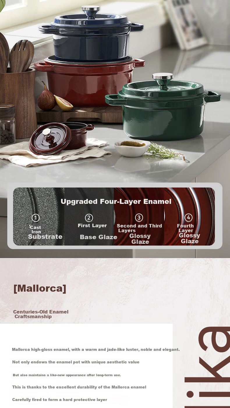 SUPOR Enameled Cast Iron Soup Pot Large Capacity Stew Pot Round Thickened Braising Cookware ET24MF01-R 4
