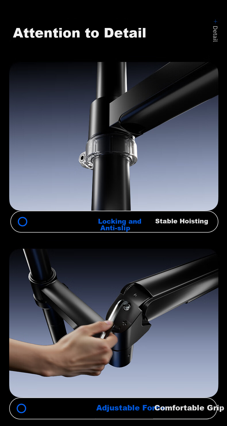 Brateck Beihu Monitor Stand, Inverted Mechanical Arm, Computer Stand Desktop Clamp Base, Inverted Screen Lifting Arm E350pd Black 17-32 Inch, Dormitory Suspended Bracket 17