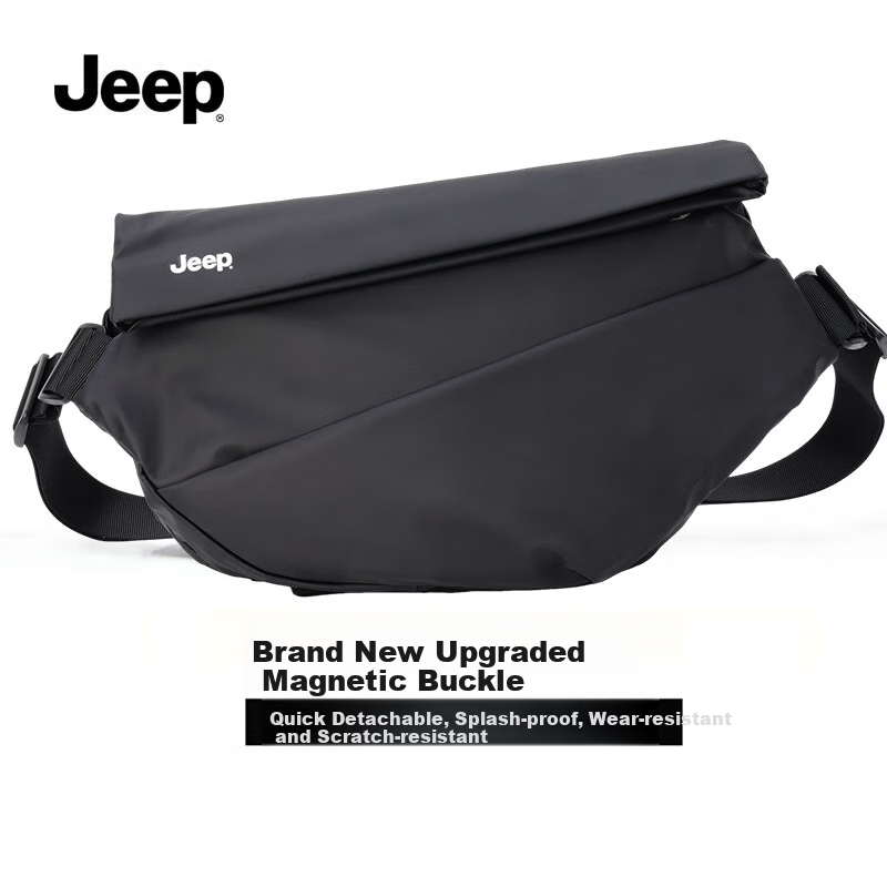 JEEP Magnetic Buckle Crossbody Bag, Men's Shoulder Bag, Chest Bag, Large Capacity Functional Casual Commuter Cycling Phone Mini Backpack