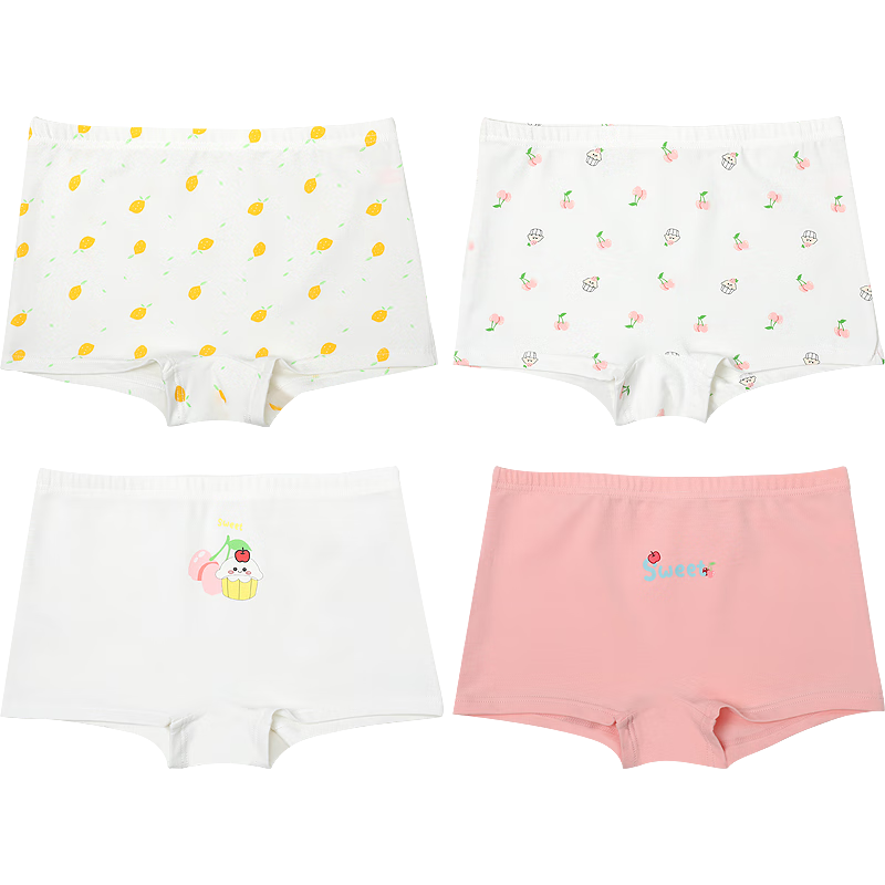 Hodohome Children's Underwear, Girls' 7A Antibacterial Pure Cotton Crotch Boyshorts, Girls' Cotton Spandex Cartoon Breathable Shorts, 310 120