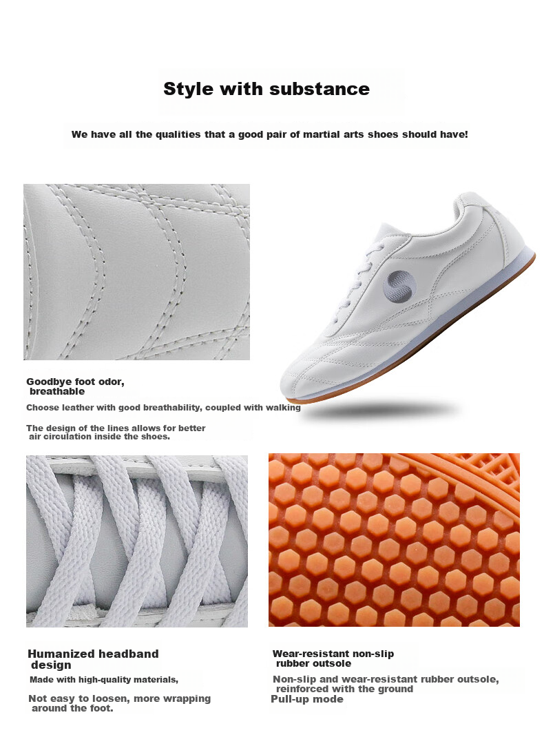 Shuangxingbate Tai Chi And Taekwondo Practice Shoes with Thin Soles for Middle-Aged And Elderly Men And Women, Square Dancing Martial Arts Soft Leather Sports Competition Training Shoes 7