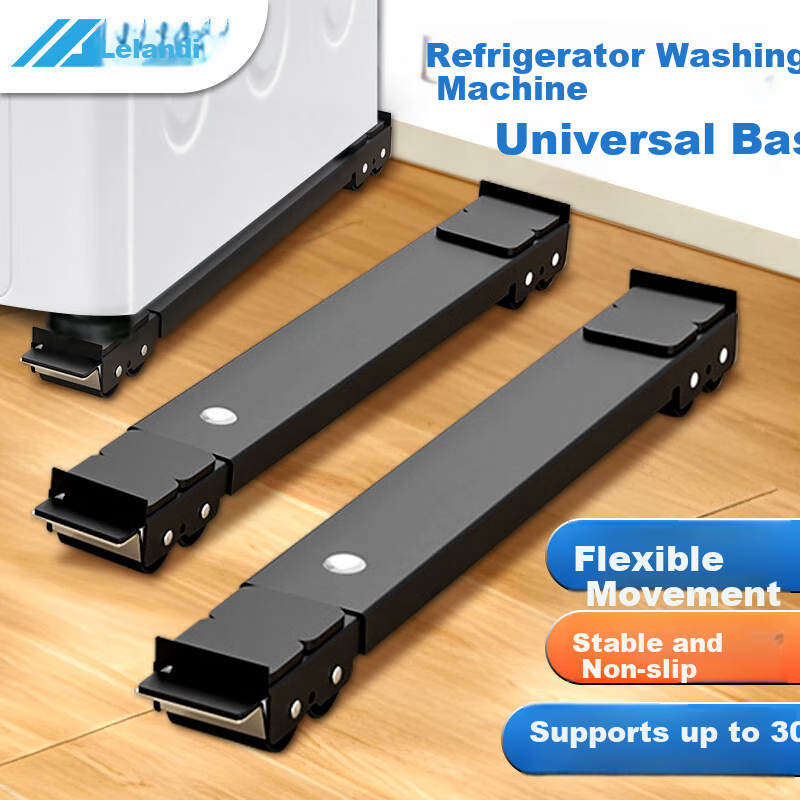 Lelandi Universal Washing Machine And Refrigerator Mobile Base, Drum And Impeller Washing Machine Caster, Refrigerator Universal Movable Stand, Bracket Heightening Pad, Black 24 Wheels with Brake, L5012