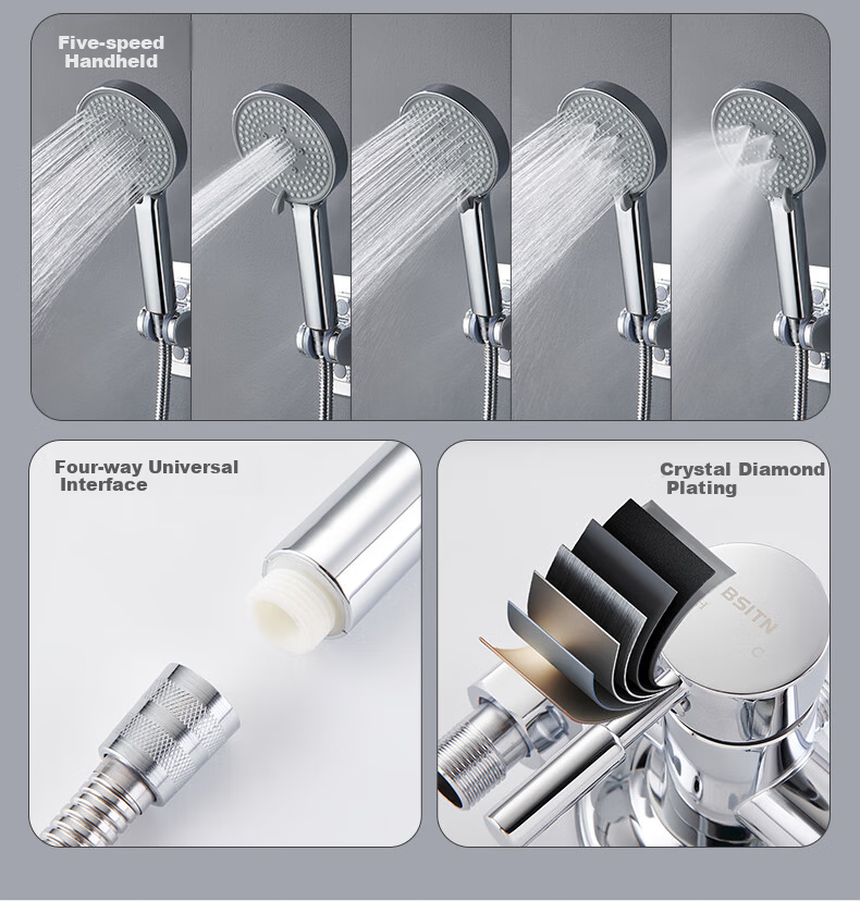 BSITN Shower Set, Surface-Mounted Shower System, Complete Set without Top Spray, Simple Bathroom Shower Head with Pressure Boosting Function B1057 2
