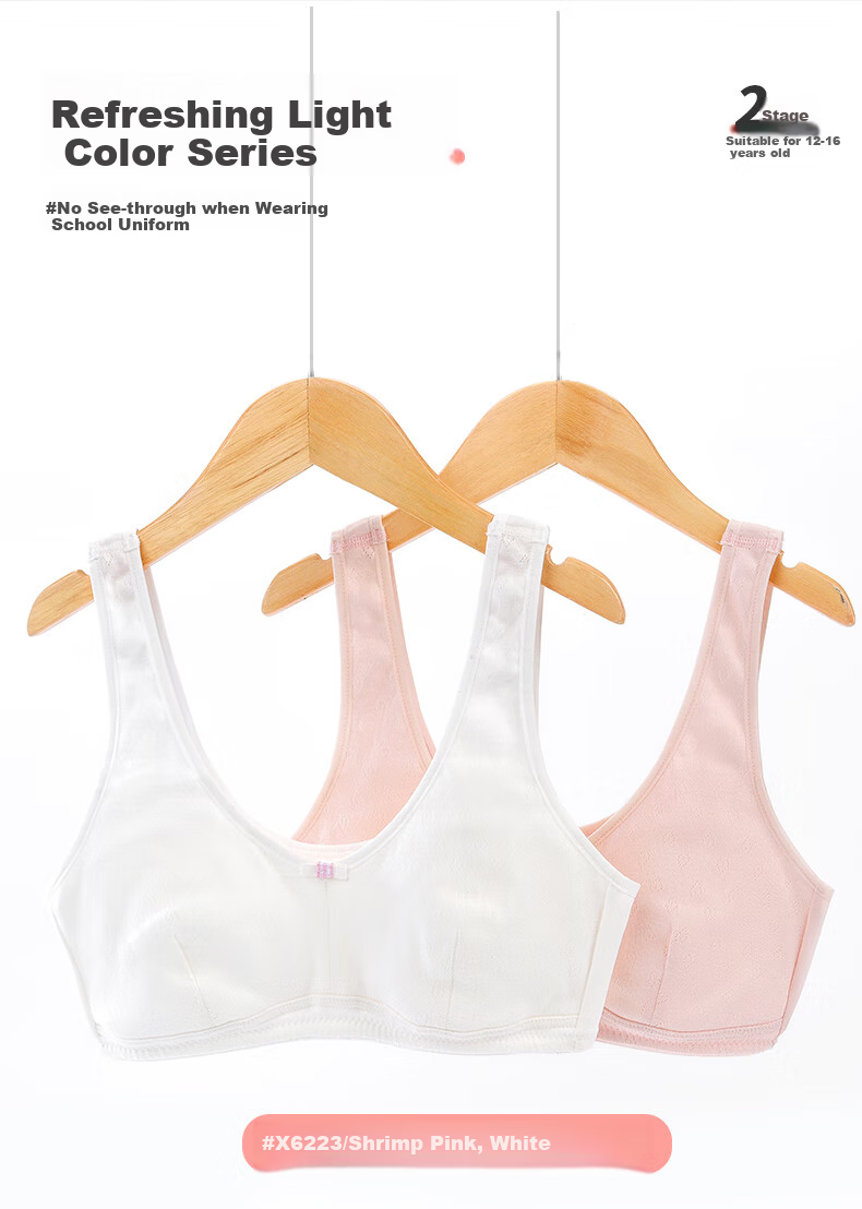Ailier & ouluola Girls' Underwear for Middle School Students Ages 12-16, Teenage Girls' Pure Cotton High School Bra, Puberty Development Stage, Size 85B 11