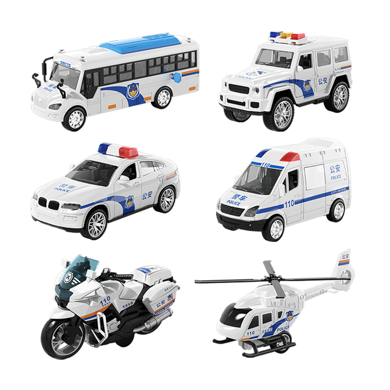 Dimanqi Children's Police Car Toy 1-3-6 Years Boys Gift Baby Set Extra Large Gift Box Ambulance Car Model 6 Pieces