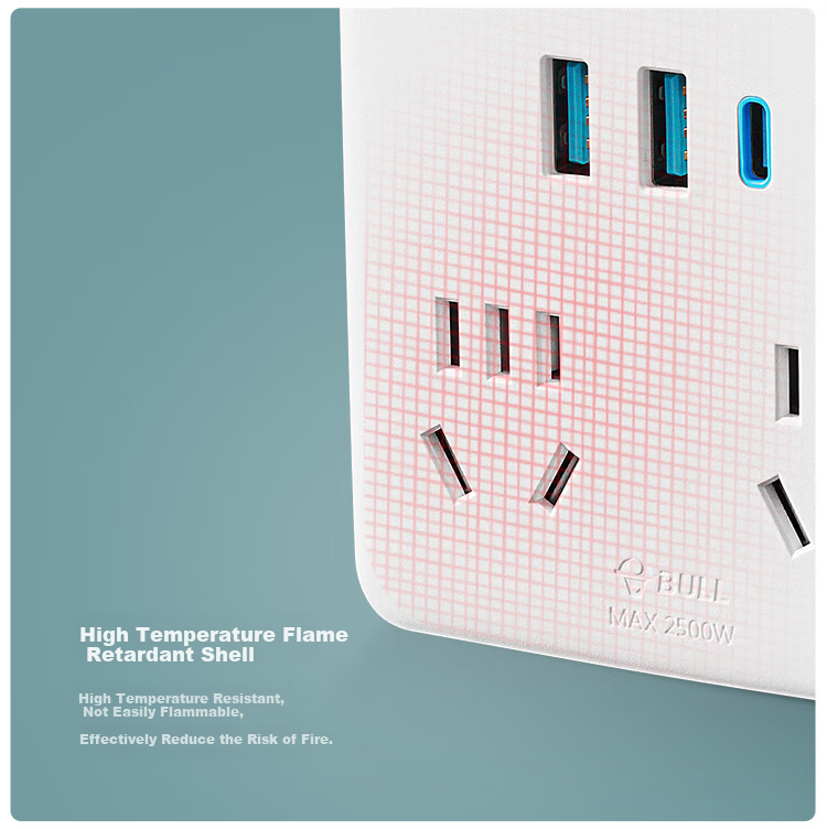 BULL 20W PD Apple Fast Charging Socket Adapter Multi-Port/4-Port Converter Plug/Adapter/power Strip, 86 Type, 4 Outlets with Master Switch + USB GN-9322KQ 10