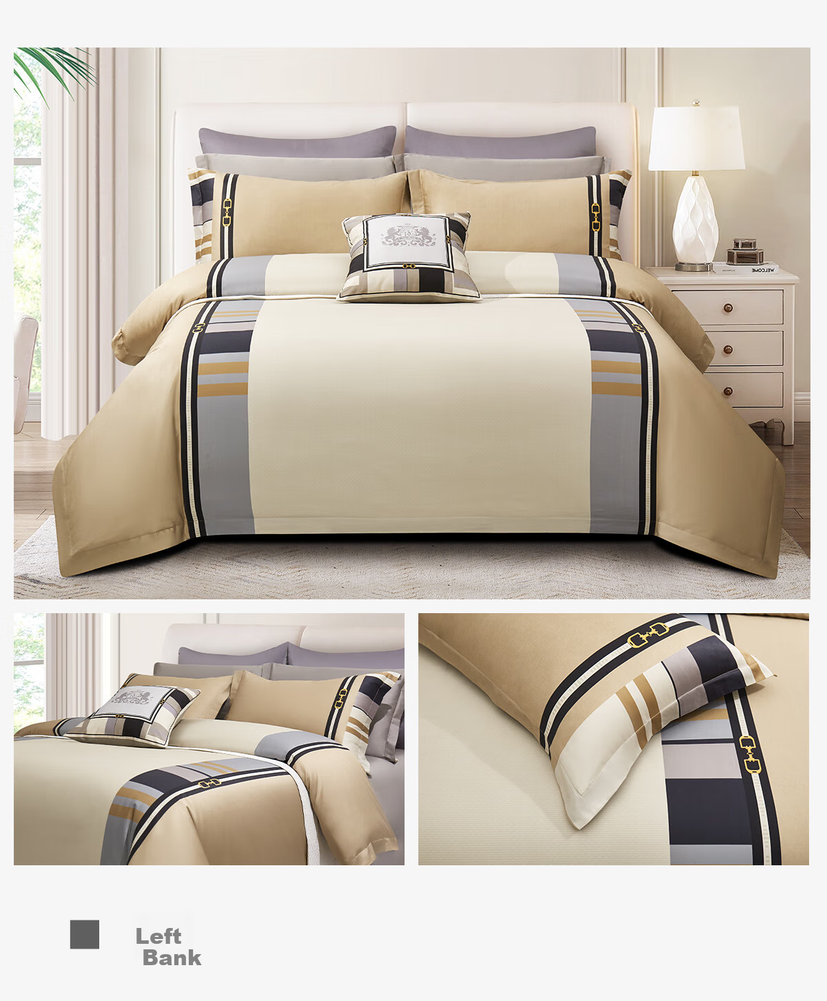 MLILY Cotton Bedding Set of Four Pieces, Pure Cotton, Summer, 220x240 Cm, Moonlight Reflectio 20