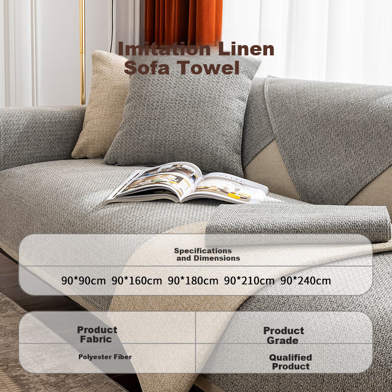 Wuyinliangpin Sofa Cushion Cover, High-Quality All-Season Non-Slip Seat Cover for Sofas, Simple And Elegant Design, 90*210 Cm