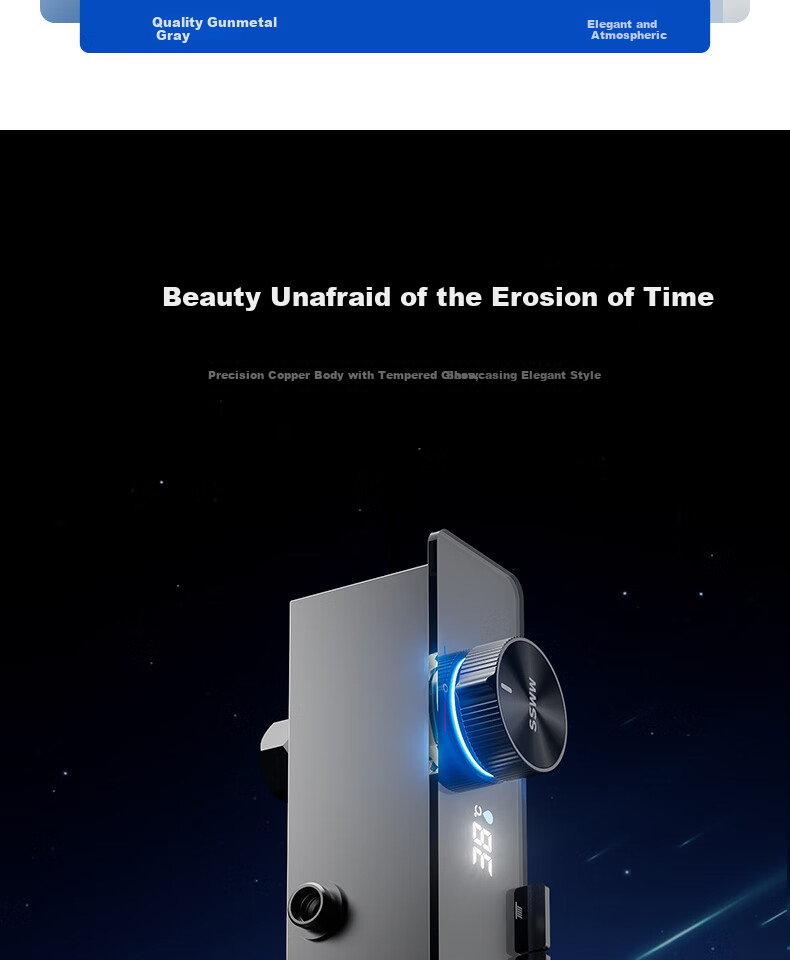 SSWW Bathroom Shower Head, Smart Piano Shower Head, Complete Set, Integrated Full Copper Pressure-Increasing Shower Device, TS9 6