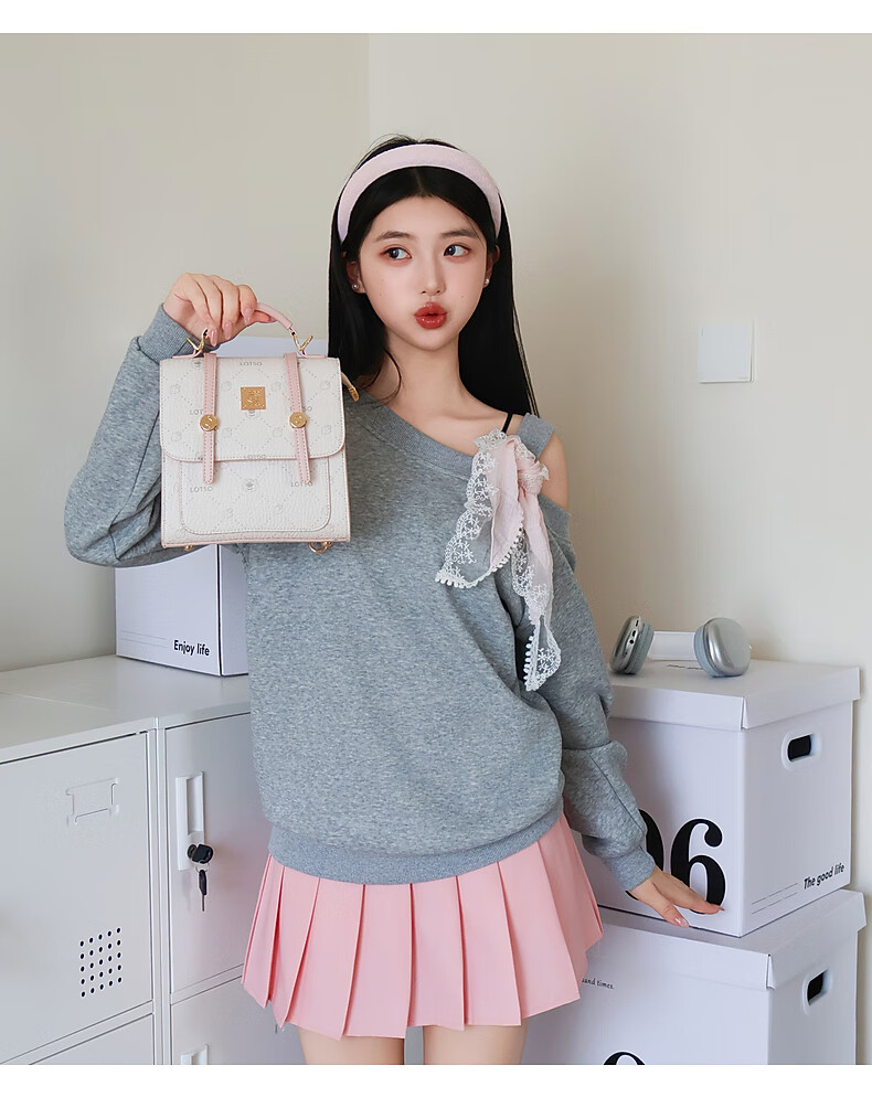 Disney & ORVE Joint Logo Single and Double Shoulder Convertible Crossbody Handheld Cambridge Bag Large Capacity Student Daily Commuting Pink 10