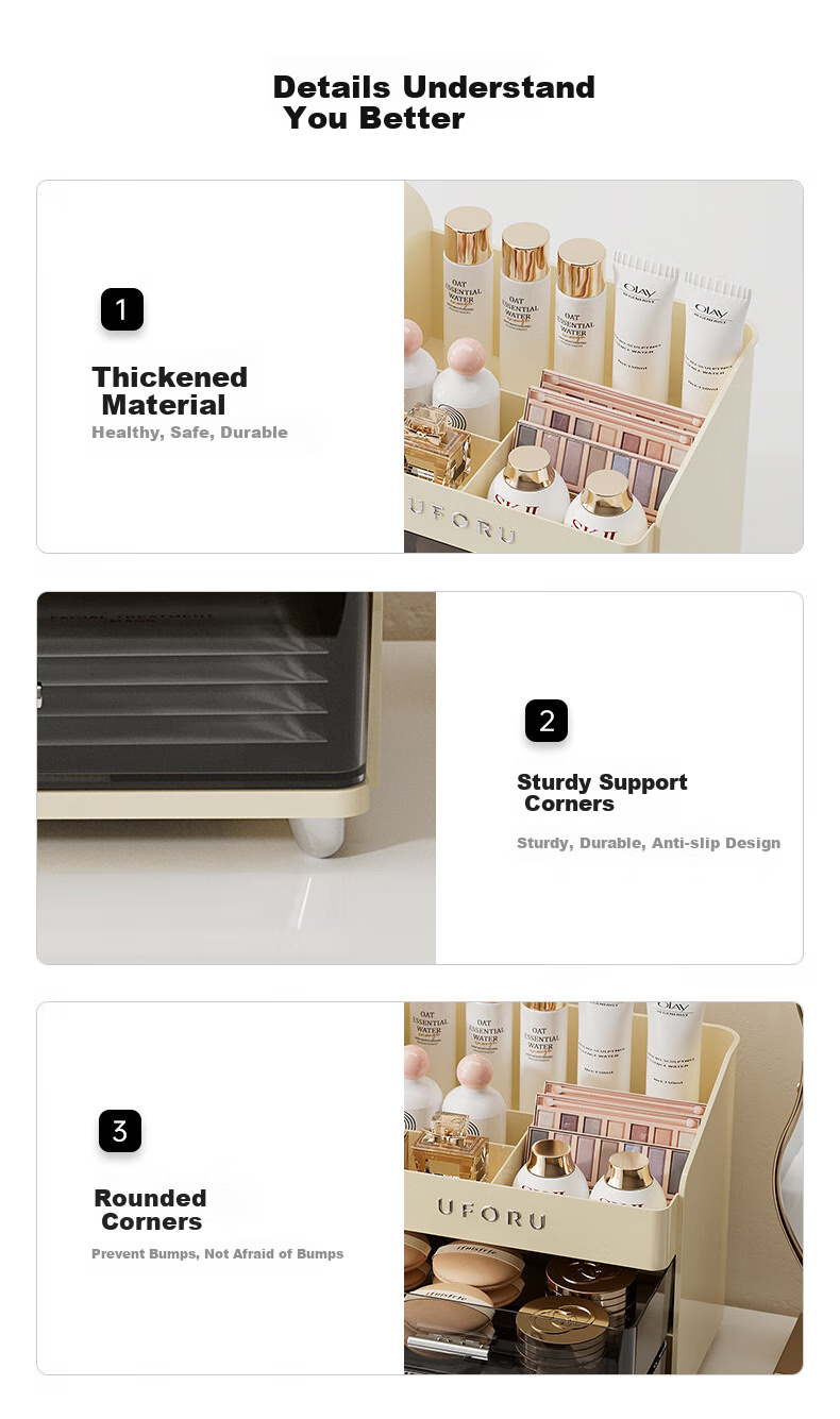 Fanyejia Cosmetic Storage Box Gift for Girlfriend, Desktop High-End Vanity Organizer for Skincare Products, Lipstick, Eyeshadow, And Makeup Brush Holder 10