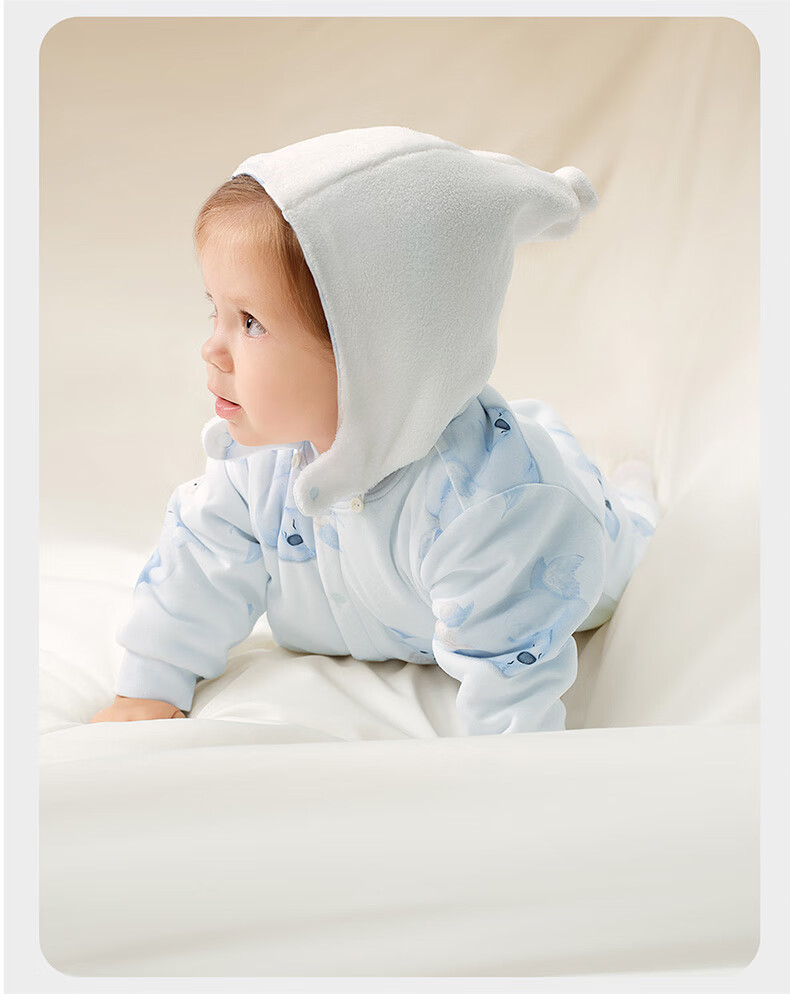 Babycare Children's Camellia Padded One-Piece Winter Thickened Outerwear Warm Romper Cream Rabbit 80cm 23