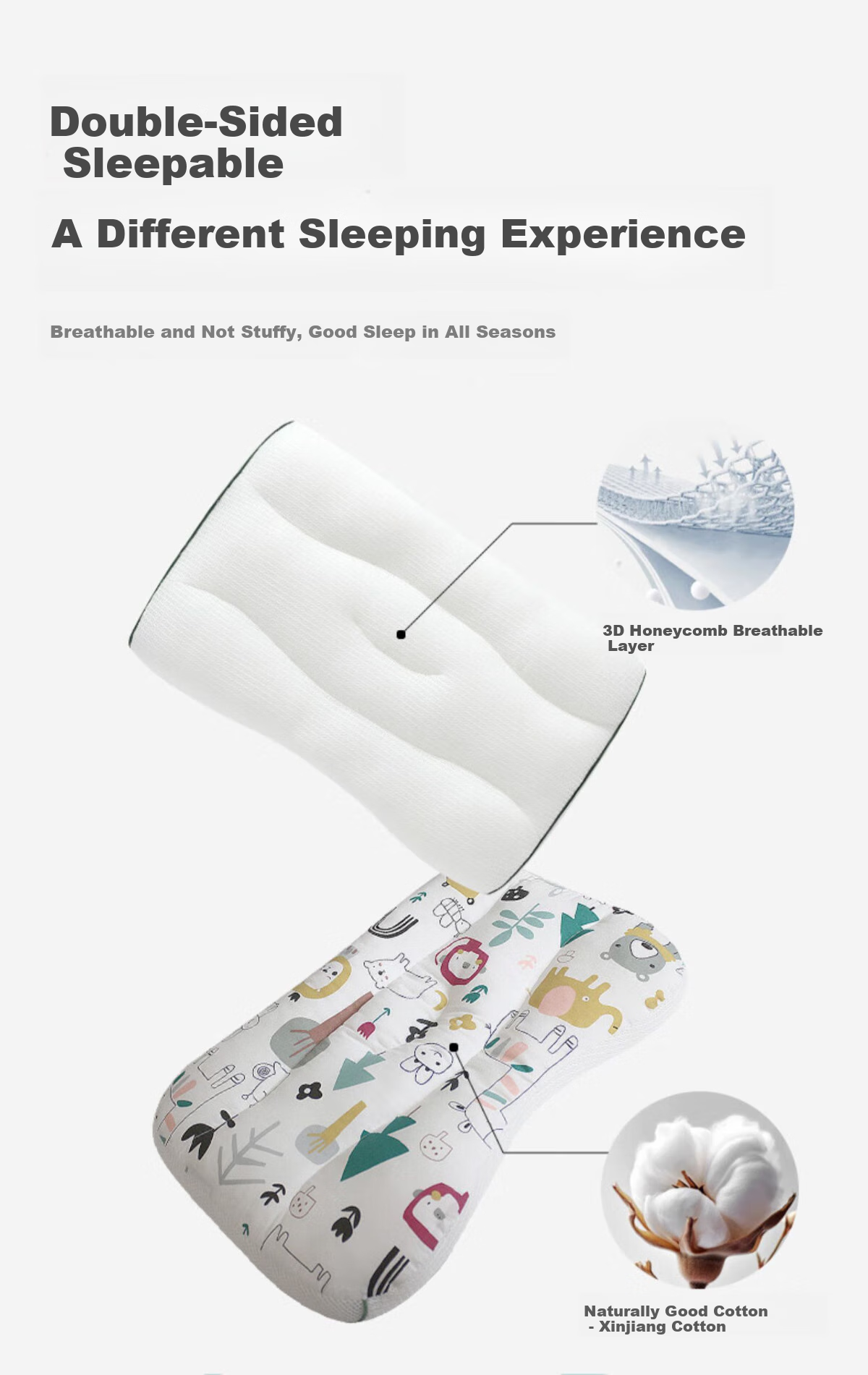 J.Sir Children's Pillow for Ages 6-12, Zoned Neck Support Pillow, Class A Student Pillow, Youth Growth Pillow, Suitable for All Seasons 2